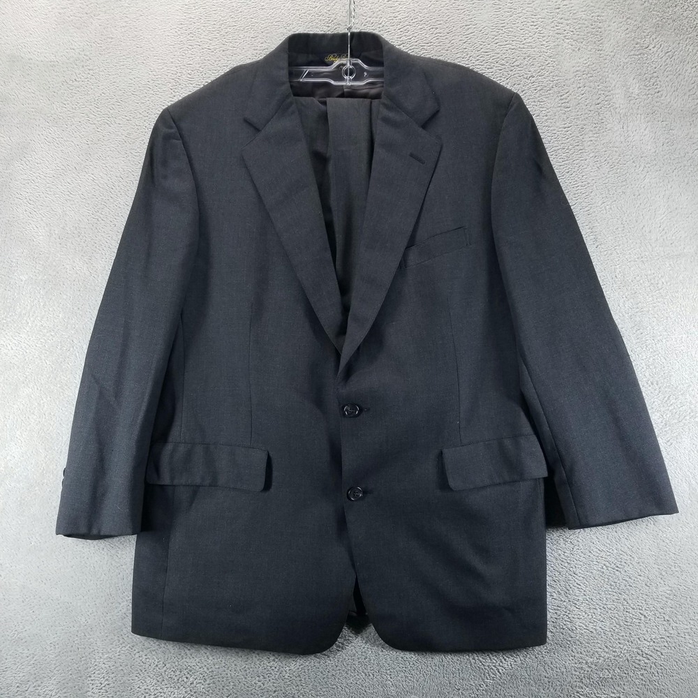 Brooks Brothers‎ Suit Mens 43R 38x30 Gray Makers Brooksease Wool Made In USA